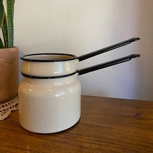 *sold on etsy* Vintage Enamel double boiler pot